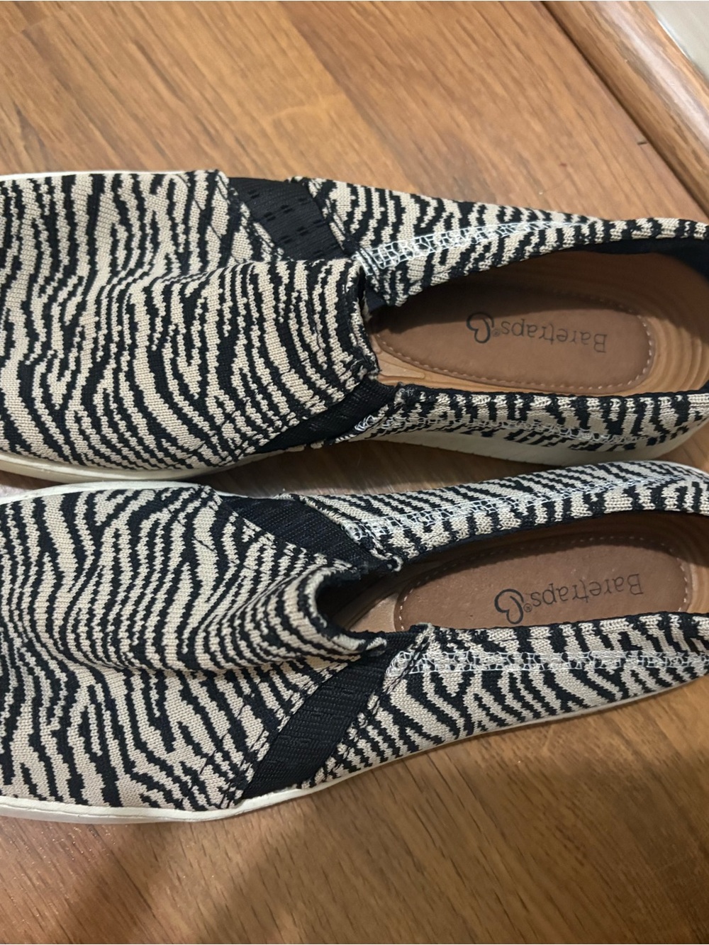 Baretraps Black and Cream Slip-On Zebra Print Flats